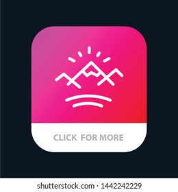 Mountains, River, Sun, Canada Mobile App Button. Android and IOS Line Version