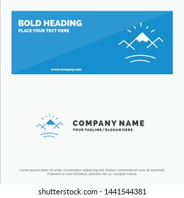 Mountains, River, Sun, Canada SOlid Icon Website Banner and Business Logo Template