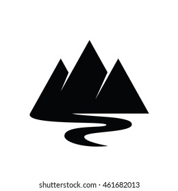 Mountains And River. Vector Icon.