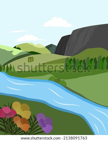 Similar – Image, Stock Photo A river running through a yellow field