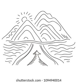 Mountains and road. Vector illustration