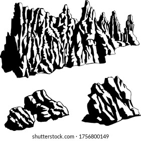 mountains and rocks black and white image