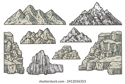 Mountains and rocks for climping and camping adventure outside design