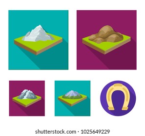 Mountains, rocks and landscape. Relief and mountains set collection icons in flat style isometric vector symbol stock illustration web.