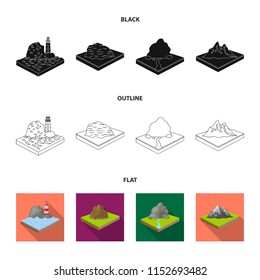 Mountains, rocks and landscape. Relief and mountains set collection icons in cartoon style isometric vector symbol stock illustration web.