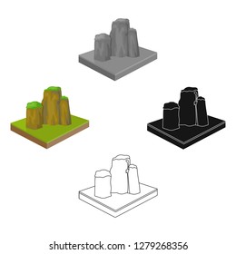 Mountains, rocks and landscape. Relief and mountains single icon in cartoon style isometric vector symbol stock illustration web.