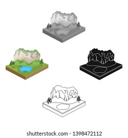 Mountains, rocks and landscape. Relief and mountains single icon in cartoon,black style isometric vector symbol stock illustration web.