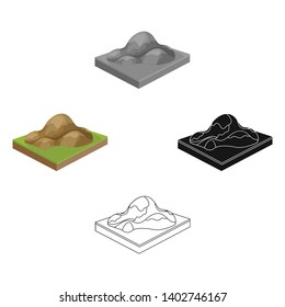 Mountains, rocks and landscape. Relief and mountains single icon in cartoon,black style isometric vector symbol stock illustration web.