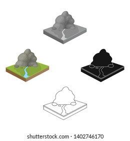 Mountains, rocks and landscape. Relief and mountains single icon in cartoon,black style isometric vector symbol stock illustration web.