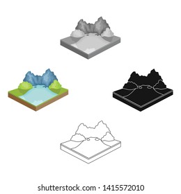Mountains, rocks and landscape. Relief and mountains single icon in cartoon,black style isometric vector symbol stock illustration web.