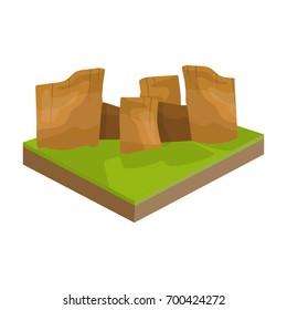 Mountains, rocks and landscape. Relief and mountains single icon in cartoon style isometric vector symbol stock illustration web.