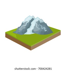 Mountains, rocks and landscape. Relief and mountains single icon in cartoon style isometric vector symbol stock illustration web.