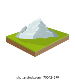 Mountains, rocks and landscape. Relief and mountains single icon in cartoon style isometric vector symbol stock illustration web.