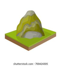 Mountains, rocks and landscape. Relief and mountains single icon in cartoon style isometric vector symbol stock illustration web.