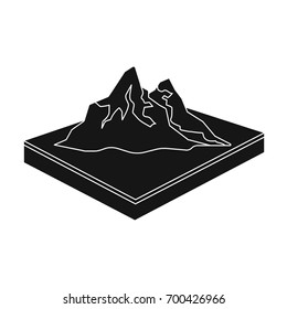 Mountains, rocks and landscape. Relief and mountains single icon in black style isometric vector symbol stock illustration web.