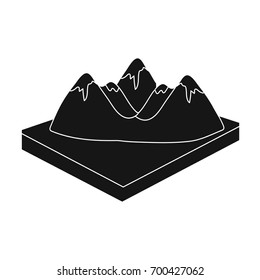 Mountains, rocks and landscape. Relief and mountains single icon in black style isometric vector symbol stock illustration web.