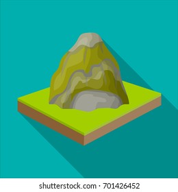 Mountains, rocks and landscape. Relief and mountains single icon in flat style isometric vector symbol stock illustration web.