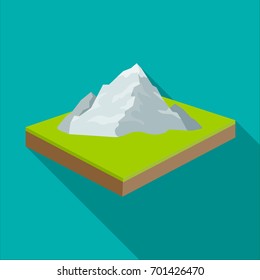 Mountains, rocks and landscape. Relief and mountains single icon in flat style isometric vector symbol stock illustration web.