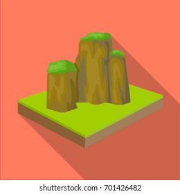 Mountains, rocks and landscape. Relief and mountains single icon in flat style isometric vector symbol stock illustration web.
