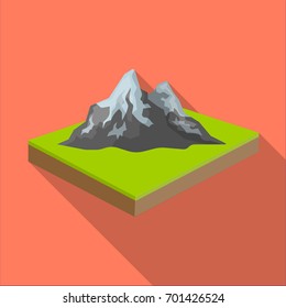 Mountains, rocks and landscape. Relief and mountains single icon in flat style isometric vector symbol stock illustration web.