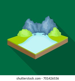 Mountains, rocks and landscape. Relief and mountains single icon in flat style isometric vector symbol stock illustration web.
