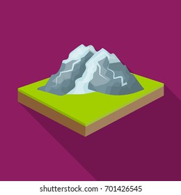 Mountains, rocks and landscape. Relief and mountains single icon in flat style isometric vector symbol stock illustration web.