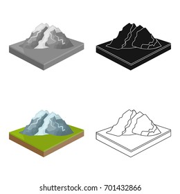 Mountains, rocks and landscape. Relief and mountains single icon in cartoon style isometric vector symbol stock illustration web.