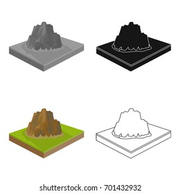 Mountains, rocks and landscape. Relief and mountains single icon in cartoon style isometric vector symbol stock illustration web.