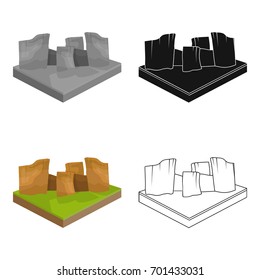 Mountains, rocks and landscape. Relief and mountains single icon in cartoon style isometric vector symbol stock illustration web.