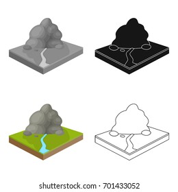 Mountains, rocks and landscape. Relief and mountains single icon in cartoon style isometric vector symbol stock illustration web.