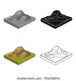 Mountains, rocks and landscape. Relief and mountains single icon in cartoon style isometric vector symbol stock illustration web.