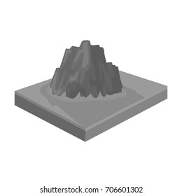 Mountains, rocks and landscape. Relief and mountains single icon in monochrome style isometric vector symbol stock illustration web.