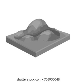 Mountains, rocks and landscape. Relief and mountains single icon in monochrome style isometric vector symbol stock illustration web.