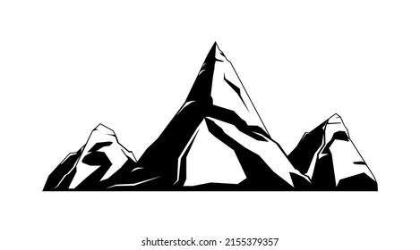 Mountains rocks landscapes monochrome composition with flat isolated view of nature landmark vector illustration