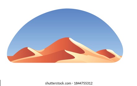 Mountains rocks landscapes set flat composition with desert scenery and sand cliffs with clear sky background vector illustration