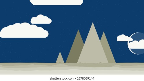 Mountains Rocks Panorame Generative Art background illustration