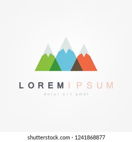 Mountains, rocks and peaks. Vector illustration and logo design elements