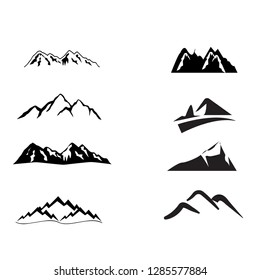 Mountains, rocks and peaks. Vector illustration and logo design elements