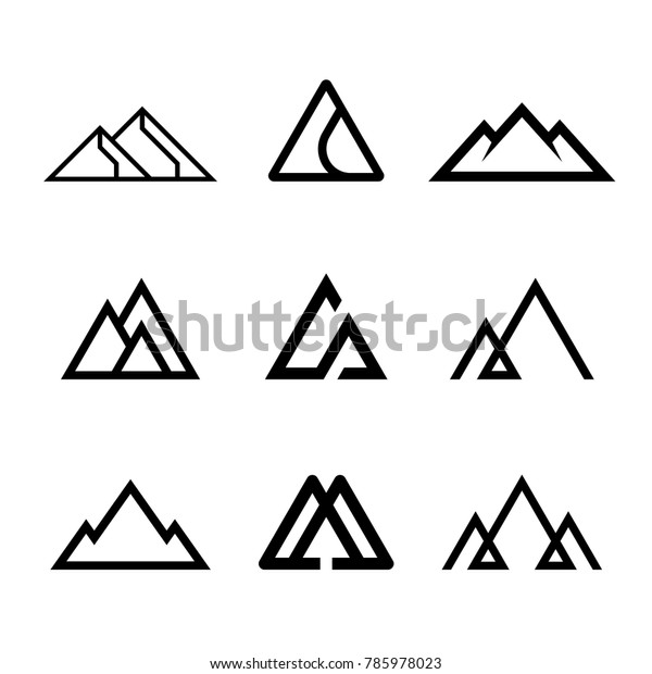 山と岩と山 ベクターイラストとロゴデザインエレメント のベクター画像素材 ロイヤリティフリー