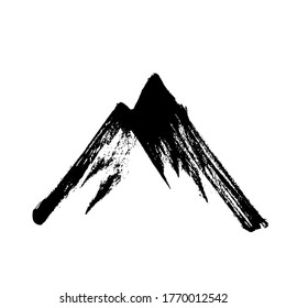 Mountains, rocky peaks. Abstract minimalistic style. One-stroke drawing. Hand-drawn by brush. Vector Illustration