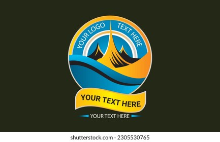 Mountains Round Vector Logo Template, Mountain illustration, outdoor adventure, It can be used in agencies, design studios, architectural studies, investment or insurance companies, real estate