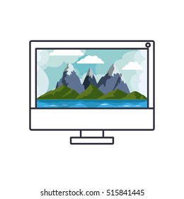 Mountains and sea inside computer design