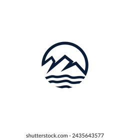 diseño de logotipo de montaña y mar