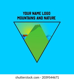 mountains, sea and nature logo