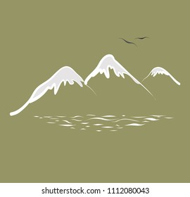 Mountains of the sea on a light background landscape abstraction, vector