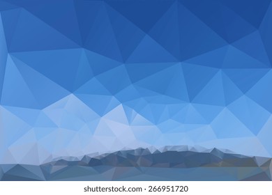 Mountains, sea, sky. Triangle background, vector polygon art, soft colored abstract illustration. 