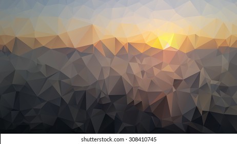 Mountains or sea, sky. Triangle background, vector polygon art, soft colored abstract illustration