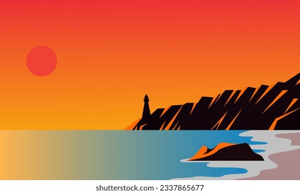 mountains and sea vector illustration for background, poster,banner,cover,greeting card