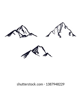 Mountains set. Hand drawn rocky peaks. Vector illustration - Vector illustration