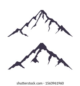 Mountains set. Hand drawn rocky peaks. Vector illustration